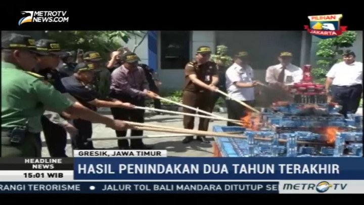 Bea Cukai Gresik Musnahkan 1,5 Juta Batang Rokok Ilegal