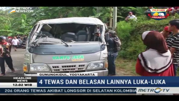 Mobil Rombongan Wisatawan Terguling di Gunungkidul