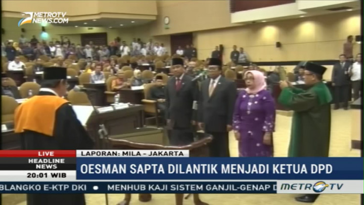 Oesman Sapta Dilantik Jadi Ketua DPD RI