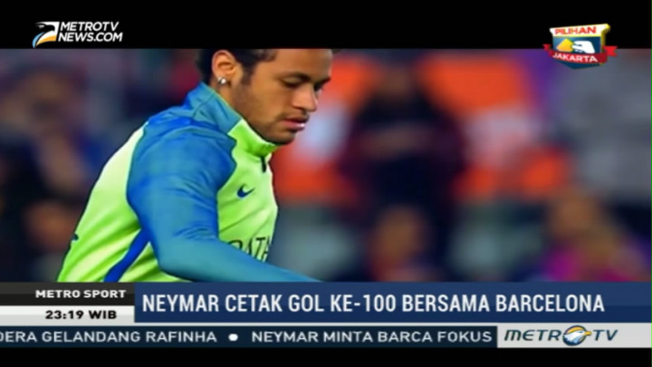 Neymar Cetak Gol ke-100 Bersama Barcelona