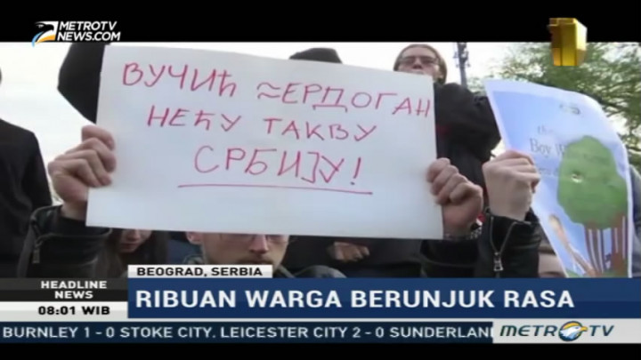 Ribuan Warga Serbia Demo Tolak Kemenangan Vucic