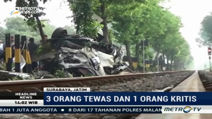 Kereta Tabrak Minibus di Surabaya, Tiga Tewas dan Satu Kritis