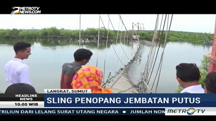 Jembatan Gantung di Langkat Roboh
