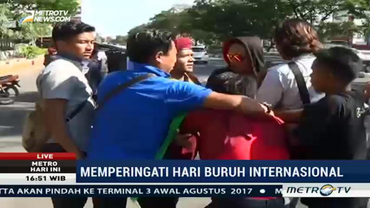 Tiga Peserta Aksi Buruh di Makassar Diamankan