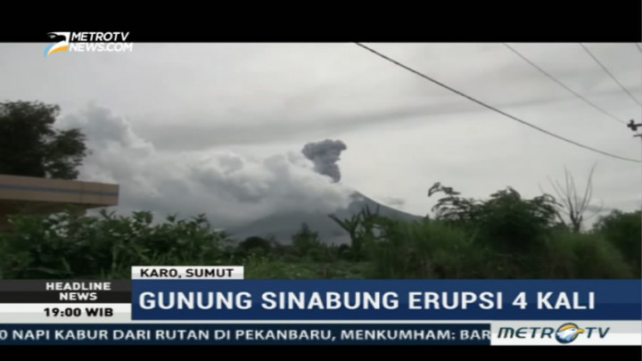 Hari Ini, Gunung Sinabung Empat Kali Erupsi