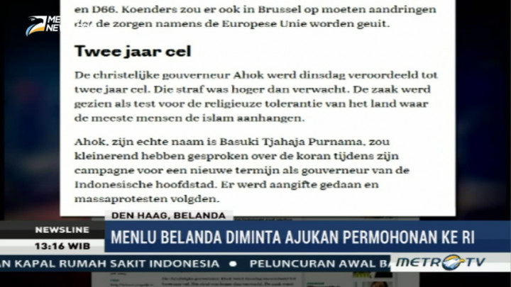 Menlu Belanda Diminta Ajukan Permohonan Bebaskan Ahok