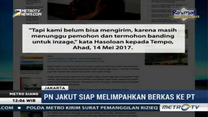 Pelimpahan Berkas Perkara Ahok ke PT DKI Tunggu Inzage