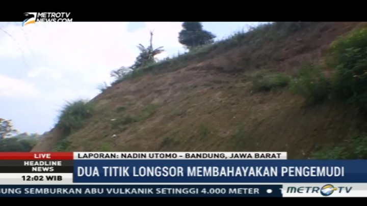 Jalur Mudik di Lembang Ambles Sepanjang 15 Meter