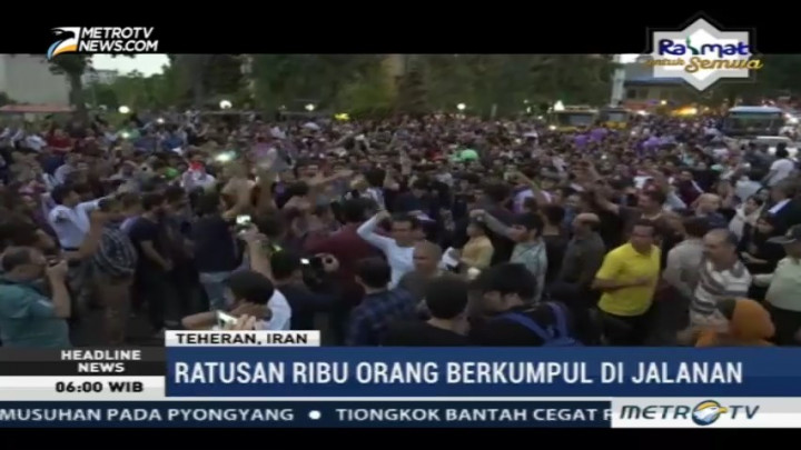 Massa Pendukung Rouhani Turun ke Jalan Rayakan Kemenangan di Pemilu