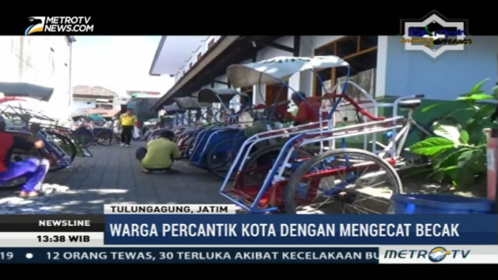 Warga Tulungagung Percantik Kota dengan Mengecat Becak