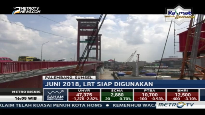 Pembangunan LRT Palembang Sudah Capai 42%