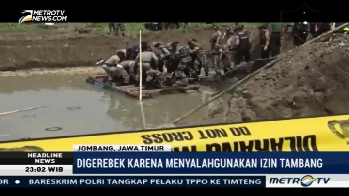 Petugas Gerebek Tambang Pasir Ilegal di Jombang