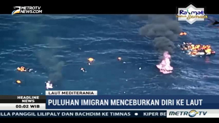 Perahu Imigran Terbakar di Laut Mediterania