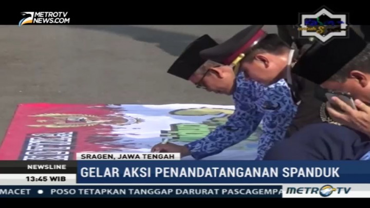 Harlah Pancasila, PNS Pemkab Sragen Gelar Aksi Penandatangan Spanduk