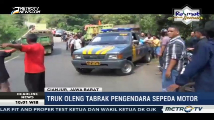 Truk Oleng Tabrak Pengendara Motor di Cianjur