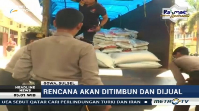 Polres Gowa Gagalkan Penyelundupan 4 Ton Beras Bulog