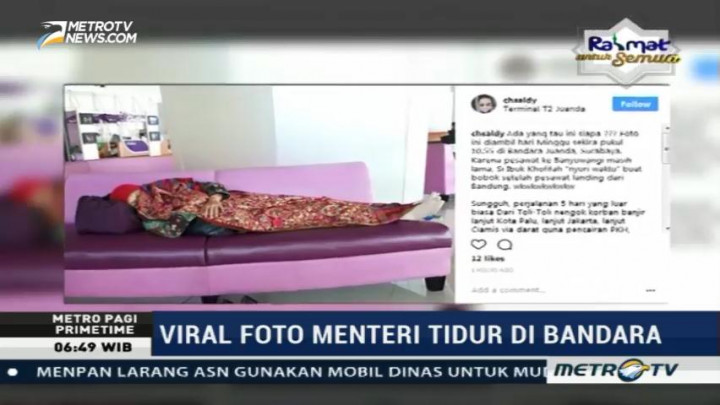 Foto Menteri Khofifah Tidur di Bandara Jadi Viral