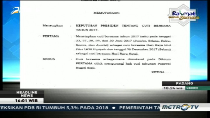 Pemerintah Tetapkan 23 Juni Jadi Awal Cuti Bersama Lebaran