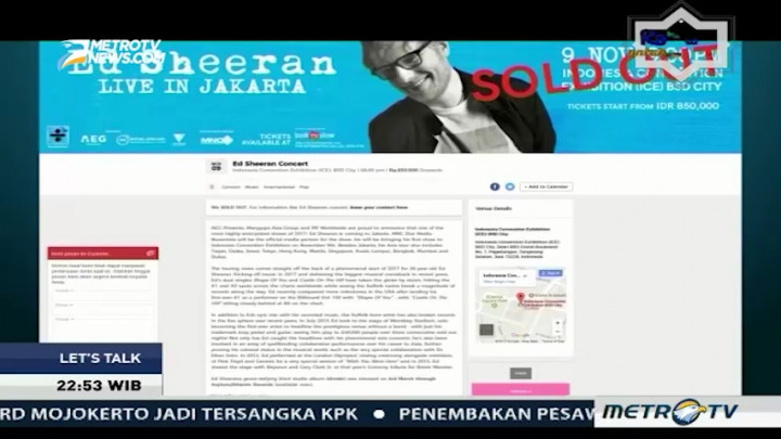 Tiket Konser Ed Sheeran Habis Terjual dalam Sehari