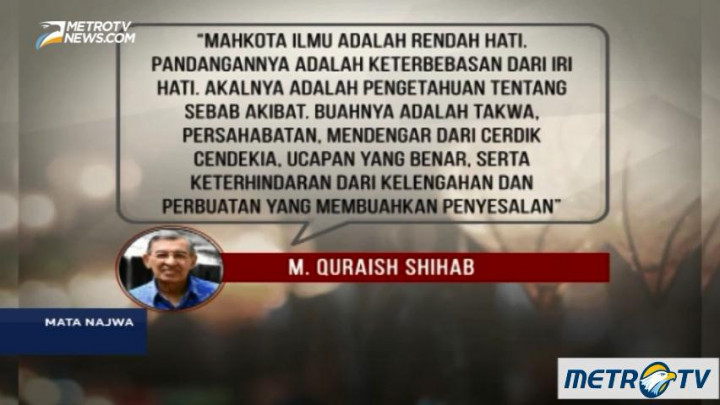 Quraish Shihab: Manusia Diciptakan dari Tanah agar Rendah Hati