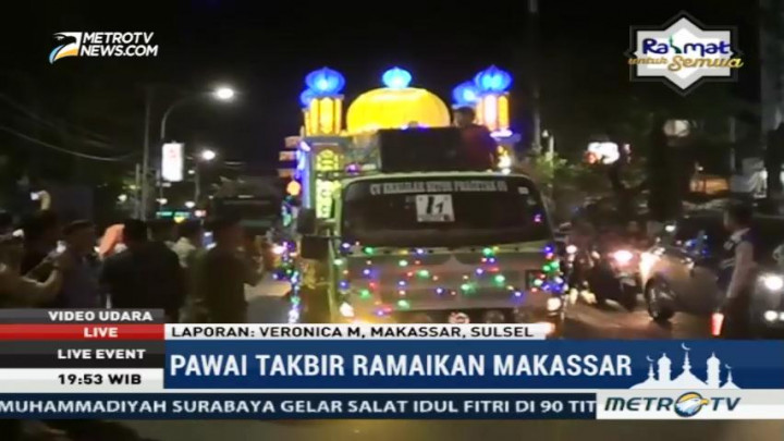 Ratusan Kendaraan Hias Meriahkan Pawai Takbir Keliling di Makassar