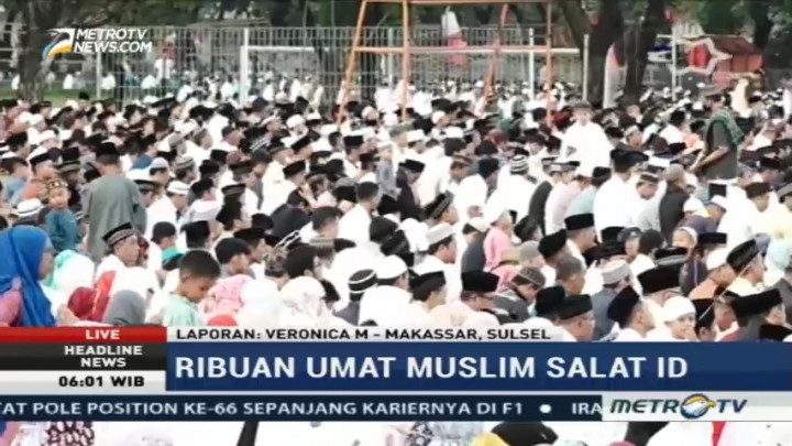 Gubernur Sulsel Salat Id di Lapangan Karebosi