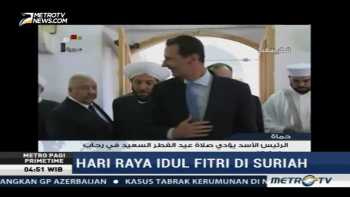 Presiden Suriah Salat Id di Kota Hama
