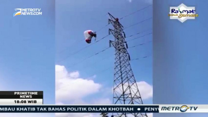 Balon Udara Tersangkut di Jaringan Listrik Wonosobo