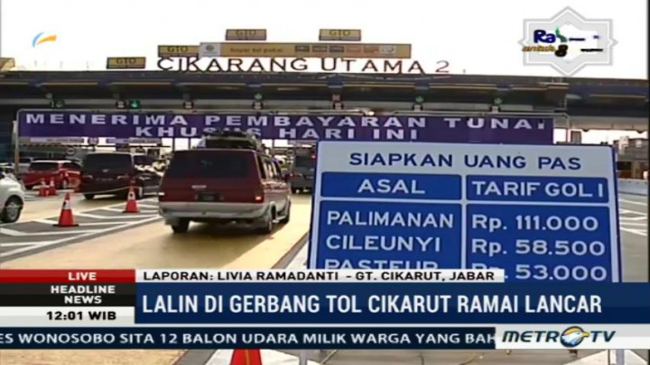 Volume Kendaraan di GT Cikarang Utama Menurun