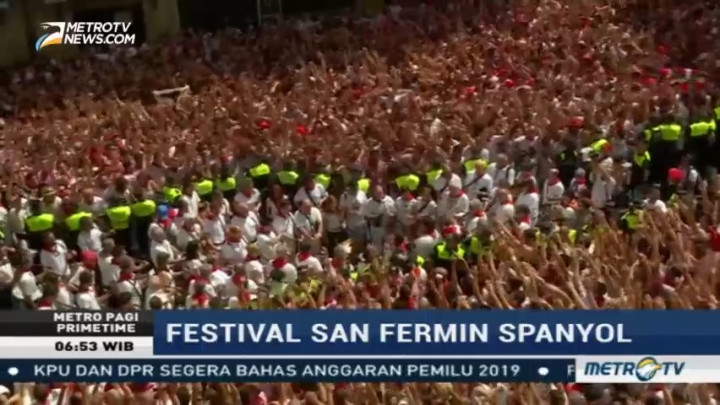 Lautan Manusia Meriahkan Festival San Fermin Spanyol