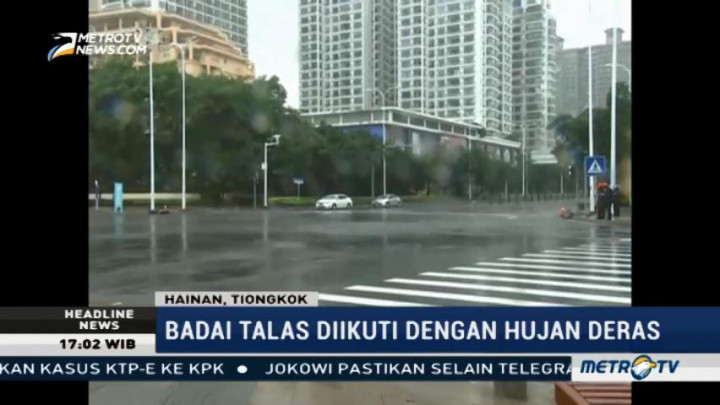 Badai Talas Disertai Hujan Deras Landa Hainan