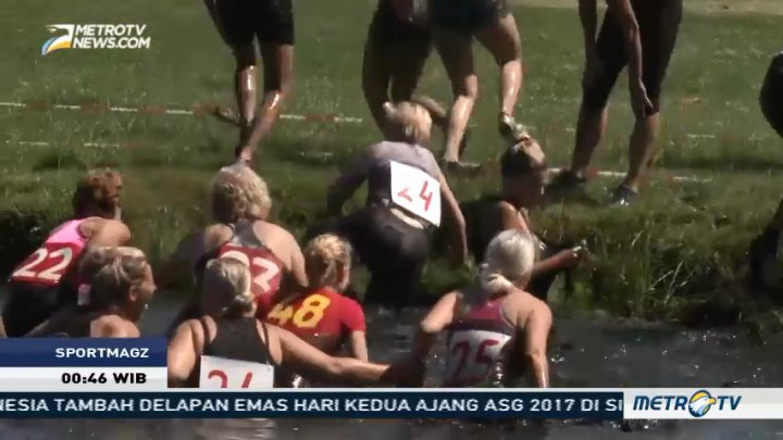 Ratusan Peserta Ramaikan Lomba Maraton Lumpur di Belanda