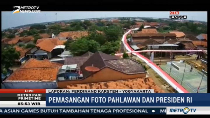 Warga Pekalongan Pasang Bendera Sepanjang 1 Km