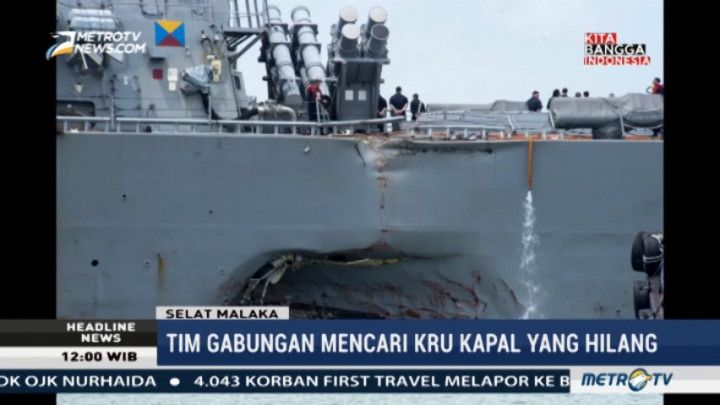 Tim Gabungan Cari Korban Tabrakan Kapal Perang AS