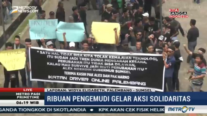 Ribuan Pengemudi Transportasi Daring Gelar Solidaritas di Gedung DPRD Sumsel
