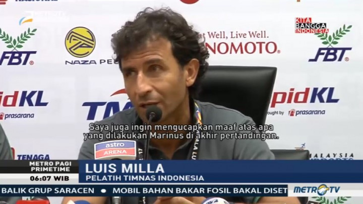 Luis Milla Sesalkan Sikap Marinus di Laga Kontra Kamboja