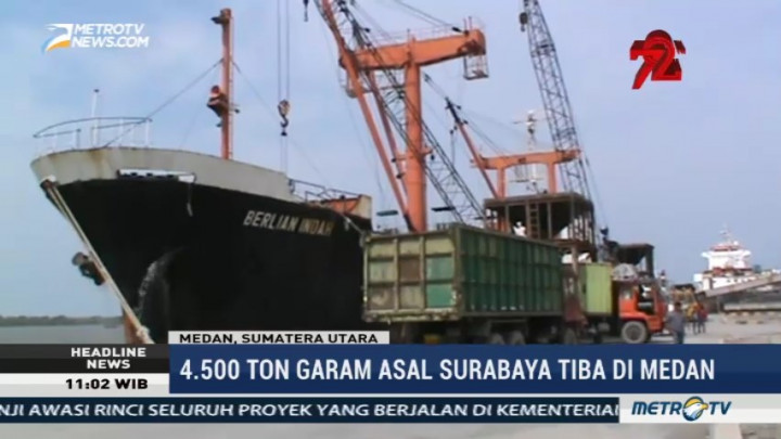 4.500 Ton Garam Asal Surabaya Tiba di Medan