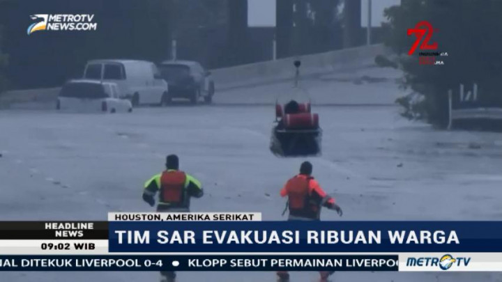 Tim SAR Evakuasi Ribuan Warga Texas Karena Topan Harvey