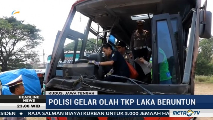 Polisi Gelar Olah TKP Kecelakaan Beruntun di Kudus