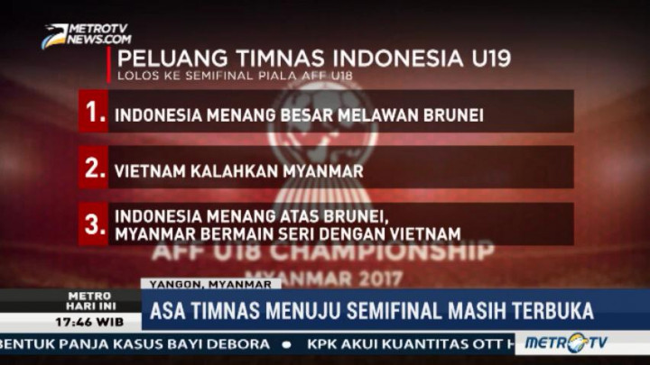 Asa Timnas U-19 Menuju Semifinal Piala AFF Masih Terbuka