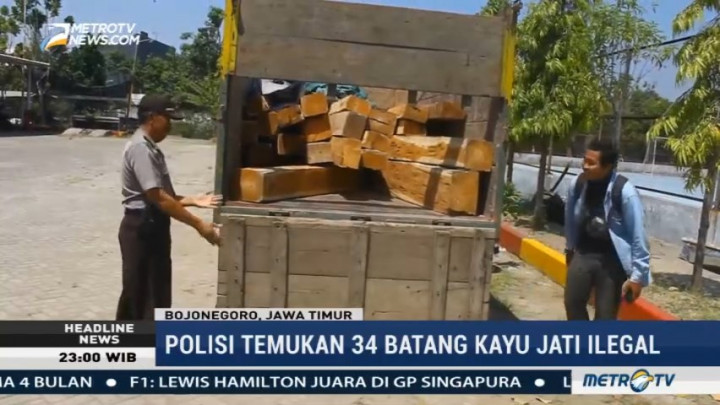 Polisi Gagalkan Penyelundupan Kayu Jati Ilegal di Bojonegoro
