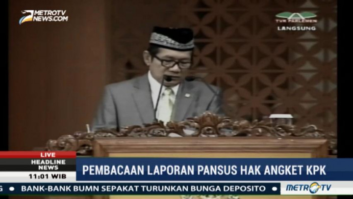 Pansus Angket KPK Bacakan Laporan Kerja di Paripurna DPR