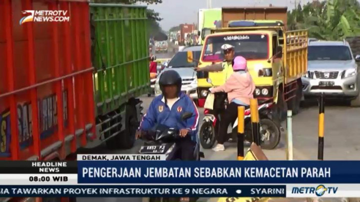 Perbaikan Jembatan Wonokerto, Jalur Pantura Demak Macet Parah