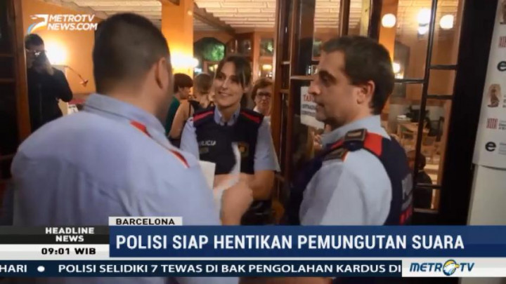 Polisi Siap Hentikan Pemungutan Suara Referendum Catalonia