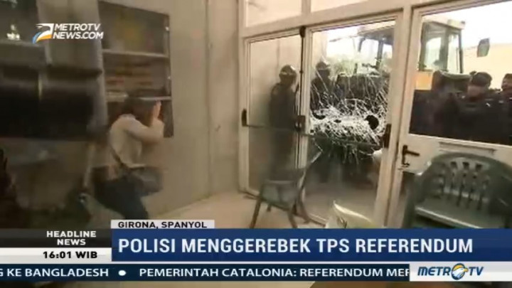 Polisi Gerebek Tempat Pemungutan Suara Referendum Catalunya