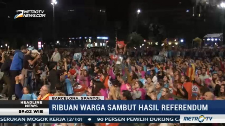 Ribuan Warga Sambut Hasil Referendum Catalonia
