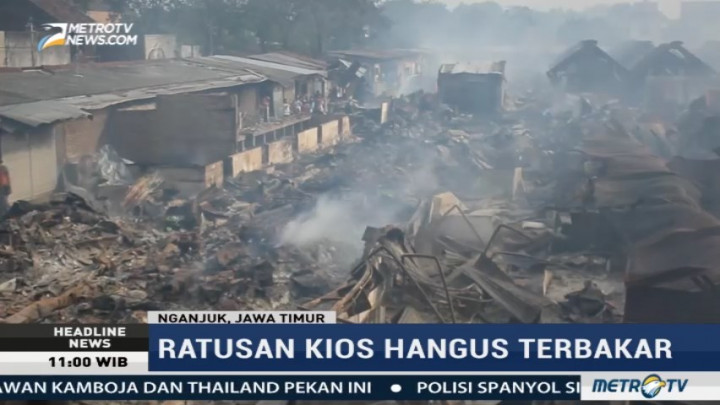 Kebakaran Pasar Kertosono Berhasil Dipadamkan
