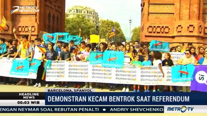 Warga Catalonia Demo Kecam Kepolisian Spanyol
