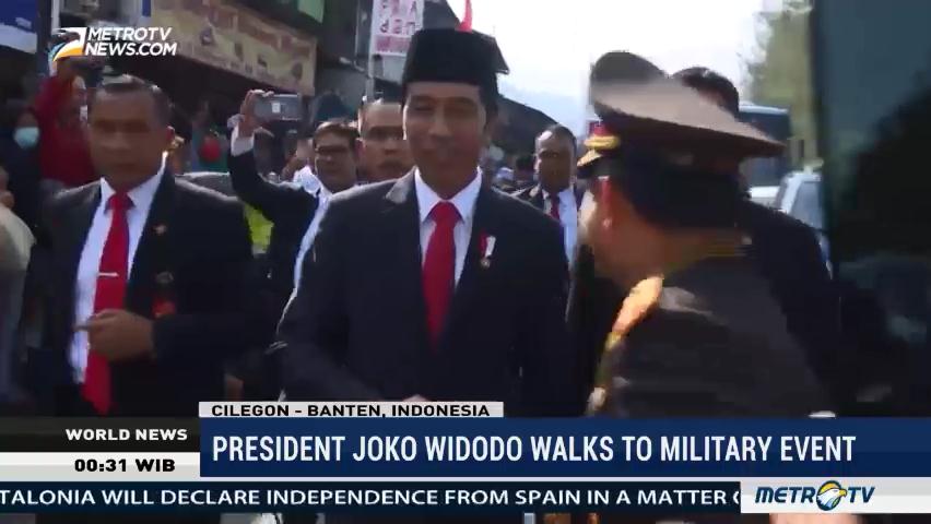 President Joko Widodo Walks to Military Event
