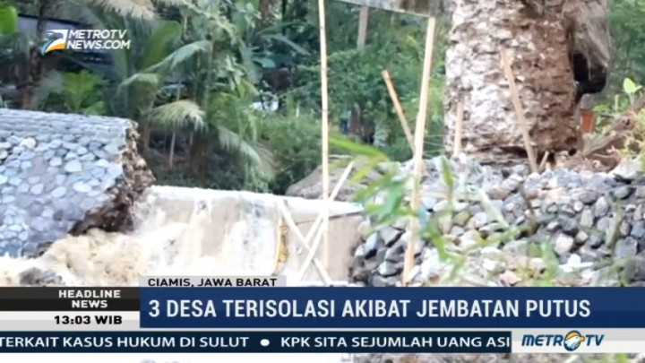 Jembatan Putus, Tiga Desa di Ciamis Terisolasi
